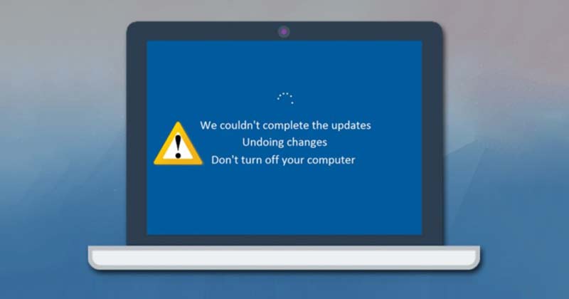 Errores de Windows Update: cuando la actualización no logra instalarse y aparece un error que dice 'deshaciendo cambios en tu computadora'.