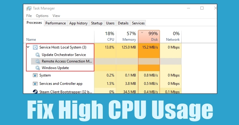 Cómo arreglar el uso elevado de disco, CPU y memoria del Servicio de Host: Sistema Local.