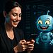 Grok AI en X - Usuario interactuando con Grok AI en X desde el móvil; chatbot azul brindando asistencia de IA generativa en la plataforma de redes sociales.