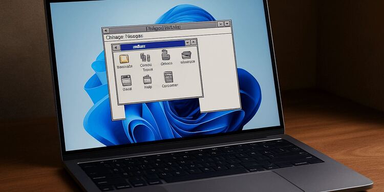 Programas antiguos - Portátil con Windows 11 ejecutando en pantalla un programa antiguo de estilo retro, ilustrando cómo usar software clásico en Windows 11 sin complicaciones.