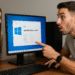 ¿Cómo comprobar el modelo de la placa base en Windows 1110? - Pareja joven mirando y señalando emocionada el modelo de la placa base MSI PRO Z690-A WIFI que aparece en la pantalla de un ordenador con sistema operativo Windows 11, mientras siguen una guía sobre cómo comprobar el modelo de la placa base en Windows.