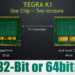 Cómo verificar si tu Android es 32 o 64 bits: comparativa de procesadores Tegra K1, Quad Core 32‑bit vs Dual Super Core 64‑bit.