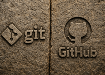 Git vs GitHub comparison image with Git logo and GitHub Octocat logo side by side, highlighting version control vs repository hosting.
