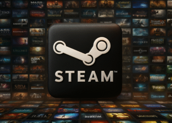 Mover juegos Steam: logo de Steam sobre fondo de biblioteca, guía para transferir juegos a otra carpeta o disco en PC.