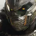 Duración Doom The Dark Ages - Close-up of a futuristic armored warrior wearing a detailed helmet with glowing yellow eyes and fur-lined shoulder armor from the video game Doom The Dark Ages.