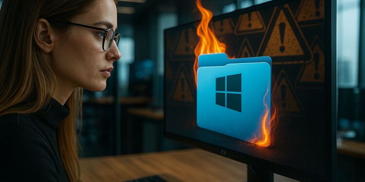 Carpeta Prefetch - Mujer limpiando la carpeta Prefetch en Windows para acelerar el PC, ilustración de optimización y limpieza rápida que multiplica la velocidad del sistema operativo.