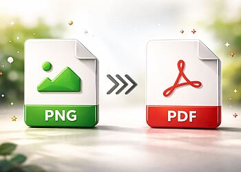 Metodi da PNG a PDF: un confronto per aiutarti a scegliere in Windows 11 1 Metodi di conversione da PNG a PDF: illustrazione dei metodi per convertire i file PNG in PDF, con icone PNG e PDF e una freccia di conversione tra i due formati.