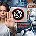 Privacidad En ChatGPT - Persona mostrando señal de alto junto a una inteligencia artificial tipo robot y el logo de ChatGPT, representando la privacidad, protección de datos y seguridad de la información en ChatGPT.