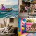 Gobernanza Nano Banana 2 - whimsical kangaroo scenes featuring a kangaroo in a boat at sea, sitting at a café, relaxing in a bedroom, and jumping in a colorful inflatable castle, creative surreal animal photography collage.