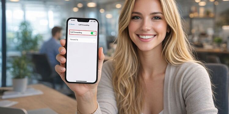 Desvío de llamadas iPhone activado desde los ajustes, mostrando la opción “Call Forwarding” habilitada en la pantalla del teléfono móvil.