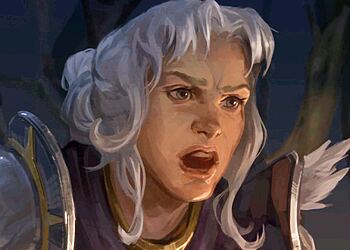 Estrategia Heroes Olden Era: heroína guerrera de cabello blanco tomando decisiones clave en una batalla épica de fantasía que cambian el rumbo de la partida.
