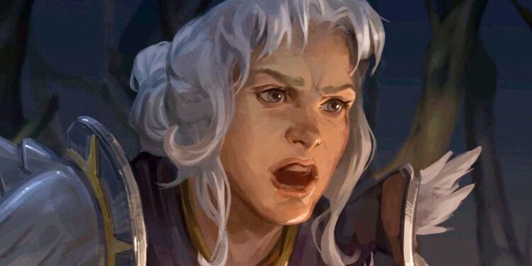 Estrategia Heroes Olden Era: heroína guerrera de cabello blanco tomando decisiones clave en una batalla épica de fantasía que cambian el rumbo de la partida.
